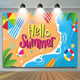 Lofaris Blue Sea And Beach Vacation Hello Summer Backdrop